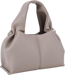 Kleine Umhängetasche Damen PU Leder Vintage Hobo Beuteltasche Grau