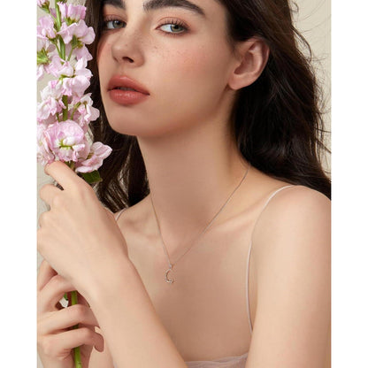 Mesovor Initiale Kette Silber 925 mit Zirkonia, Damen