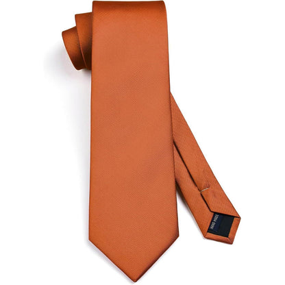 Herren Krawatten-Set mit Einstecktuch und Krawattenklammer, Uni-Farben