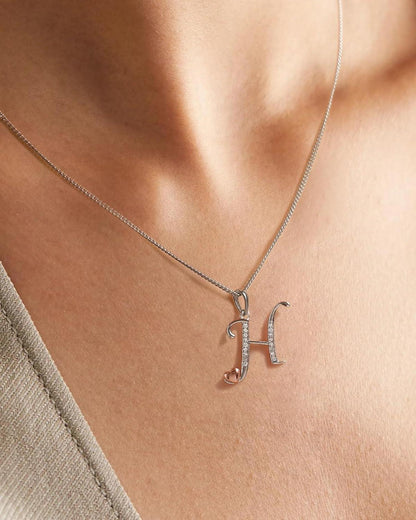 Initialen-Halskette 925 Silber Zirkonia Damen Mädchen Schmuck