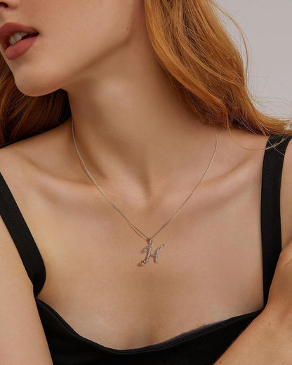 Initialen-Halskette 925er Silber mit Zirkonia für Damen - Schmuckgeschenk