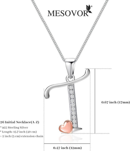 Mesovor Initiale Kette Silber 925 Zirkonia 15,7 Zoll Damen