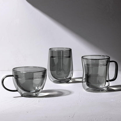 Doppelwandige Kaffeegläser Schwarz 350ml 2er Set