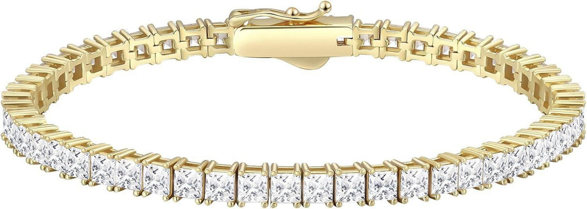 925 Silber Tennisarmband mit Prinzessschliff ZirkoniaOneToMany