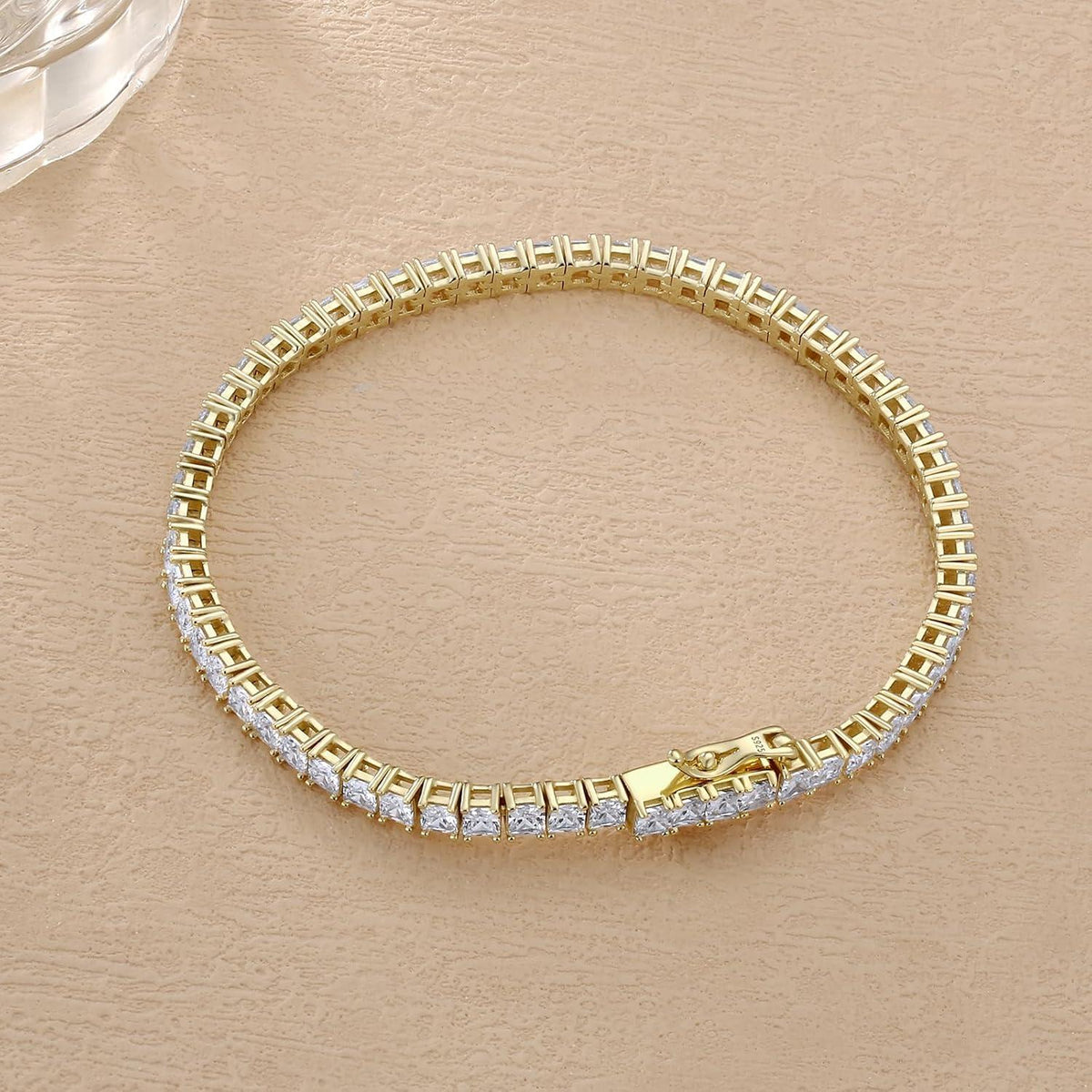 925 Silber Tennisarmband mit Prinzessschliff ZirkoniaOneToMany