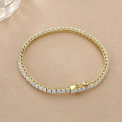 925 Silber Tennisarmband mit Prinzessschliff ZirkoniaOneToMany