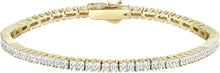 Zirkonia Tennisarmband 925 Silber 2mm Gold beschichtet 19cm