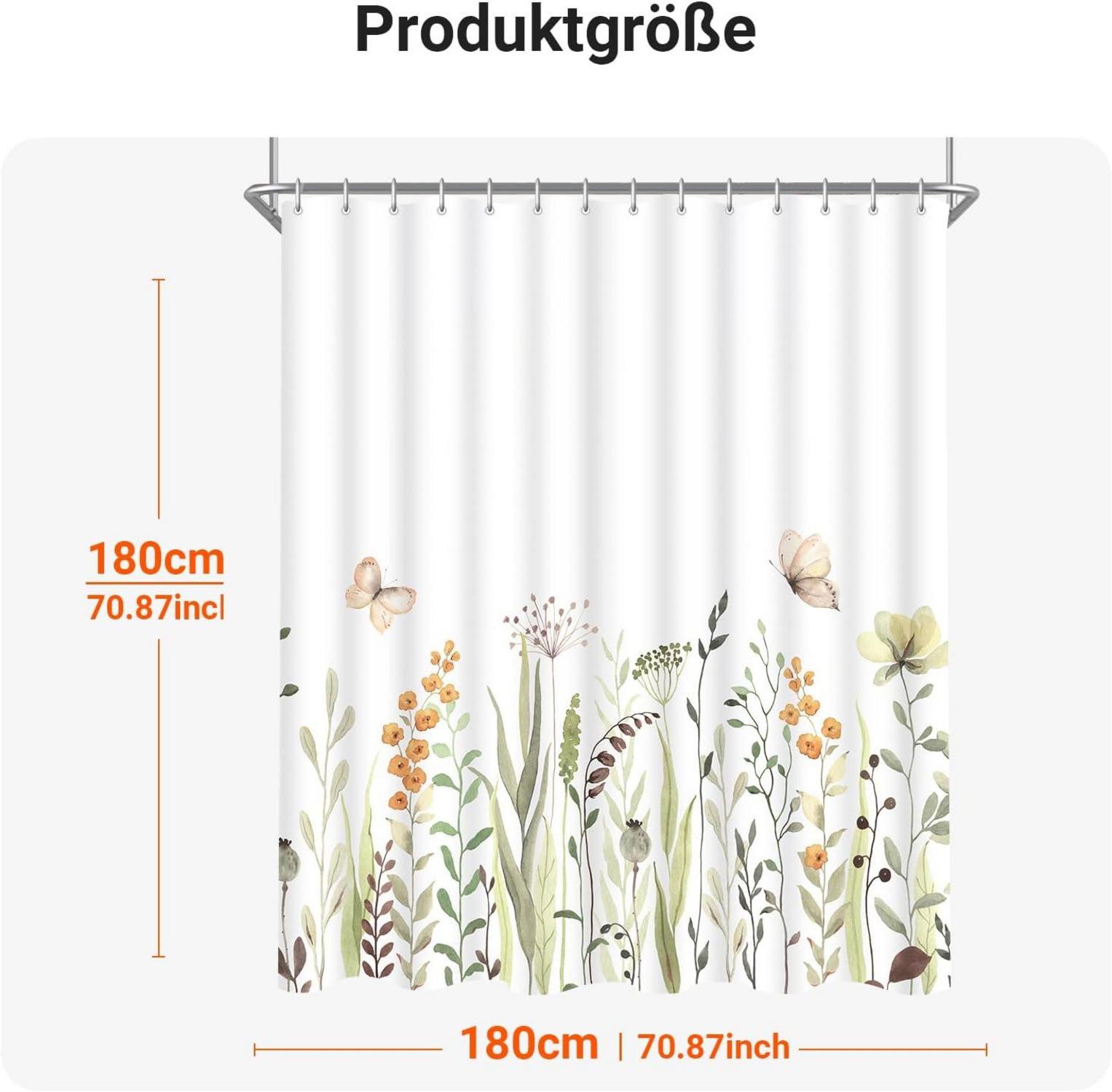 Duschvorhang 180x200cm Schmetterling Blumen Antischimmel