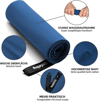 Mikrofaser Handtuch-Set 3-teilig (Groß 160×80cm, 2 Klein