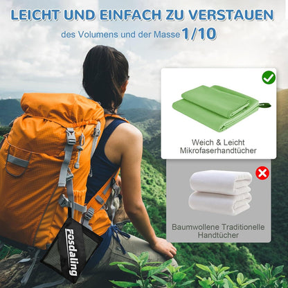 3er Set Mikrofaser Handtuch: Groß & Klein, Schnelltrocknend Strand & Sport
