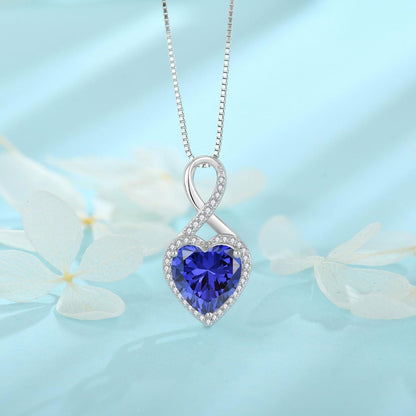 Halskette Unendlichkeit Herz mit Tansanit 925 Sterling Silber Damen