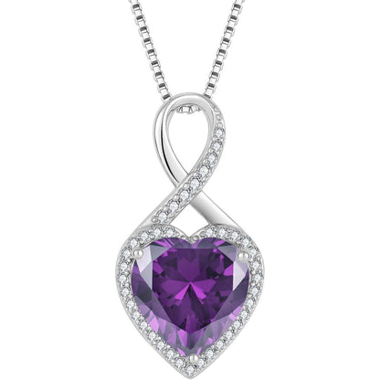 Halskette Unendlichkeit Herz mit Amethyst 925 Sterling Silber Damen