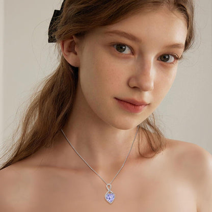 Unendlichkeit Herz Kette Damen 925 Silber Geburtsstein Alexandrit