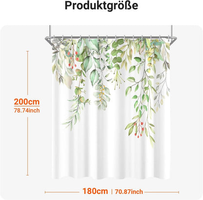 Duschvorhang Klare Blätter 180x200cm Antischimmel Wasserabweisend