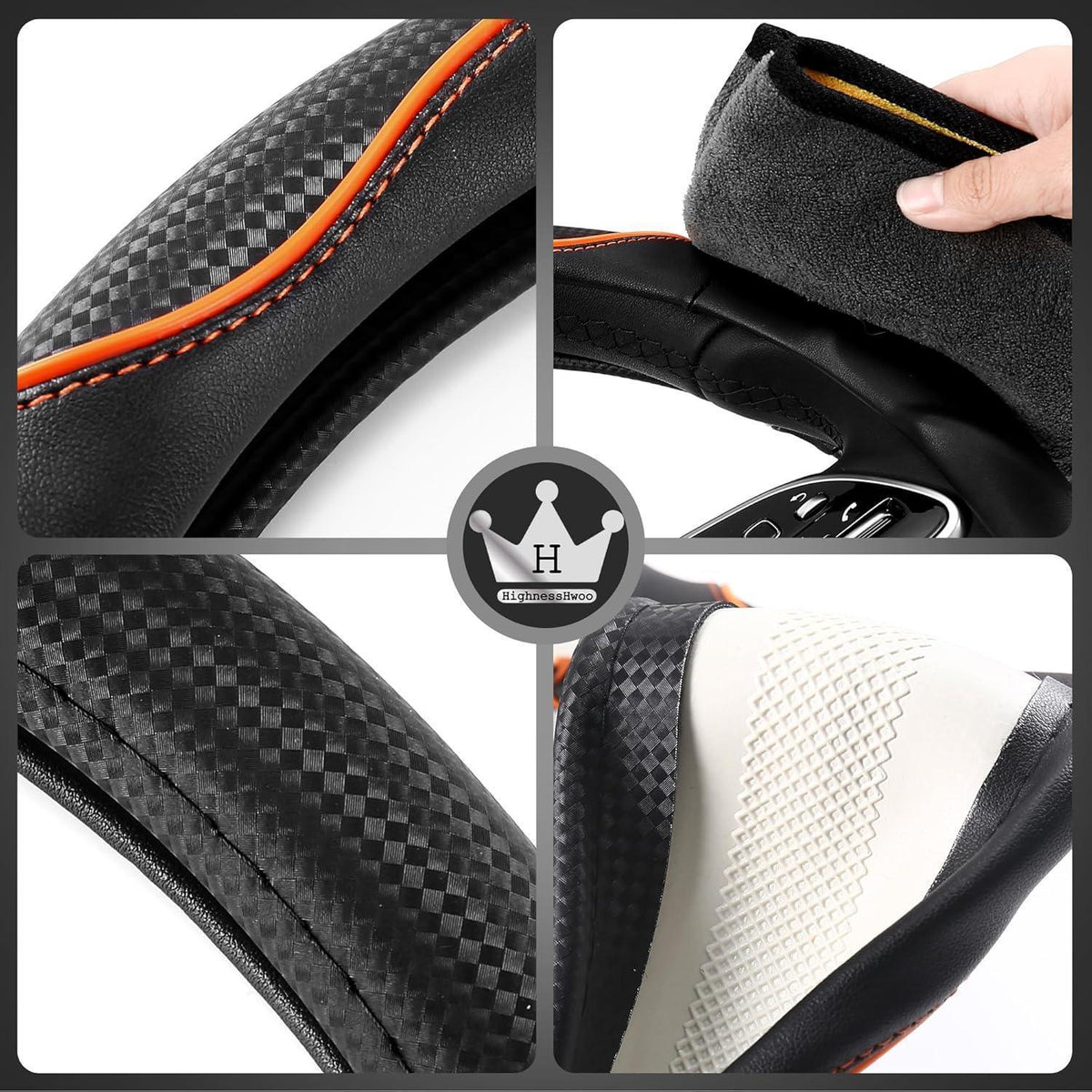 3D Auto Lenkradabdeckung Komfortgriff Massage, Orange Schwarz