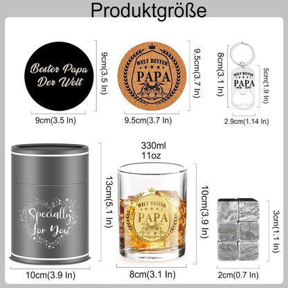 Personalisiertes Whisky Glas Set für Papa - Vatertagsgeschenk