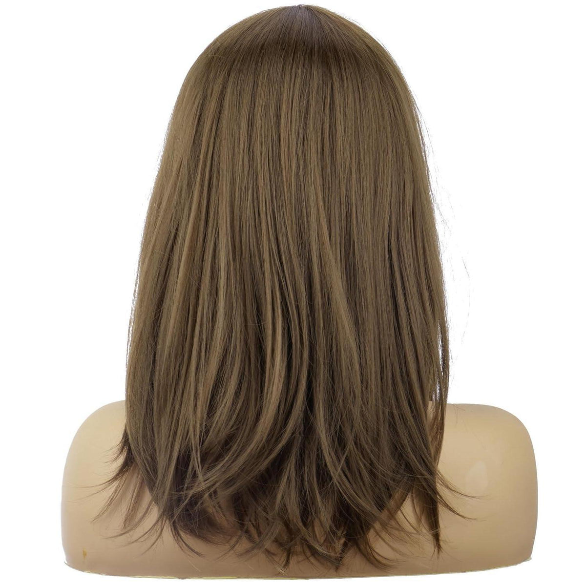 Mittelbraune Bob Perücke mit Pony – 40cm, natürlich & bequem