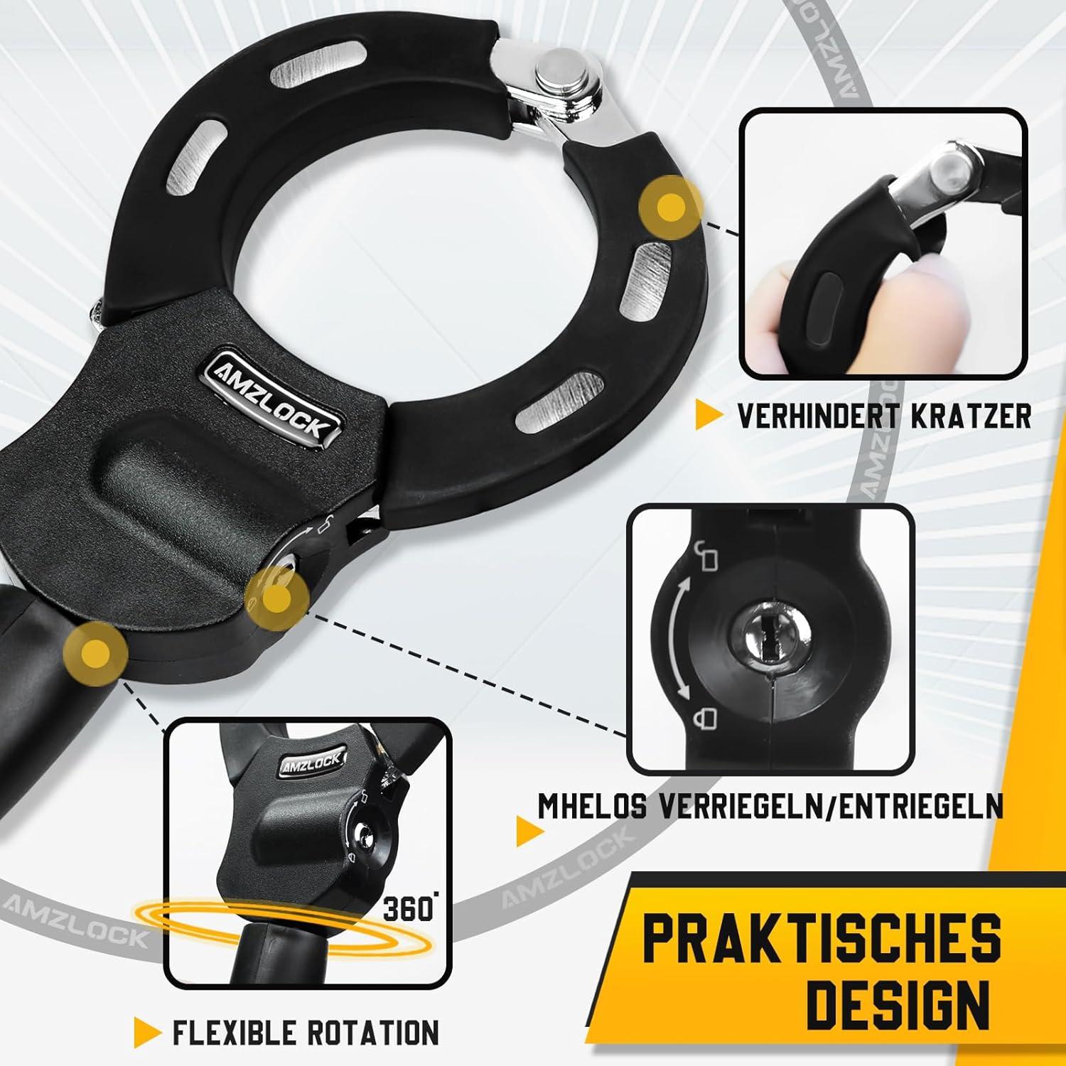 AMZLOCK E Scooter Schloss 8mm Dicke Kettenschloss 1.6kg/75cm