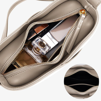 Kleine Vintage Handtasche Damen Retro Schultertasche PU-Leder Grau
