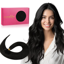 Echthaar Extensions U-Tip #1B Natürliches Schwarz 50cm
