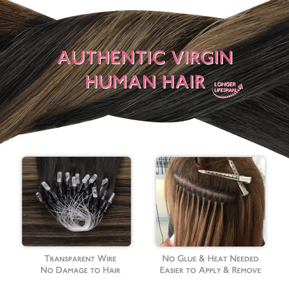 Remy Echthaar Microring Extensions Dunkelbraun Balayage