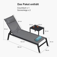 Gartenliege Set Aluminium Sonnenliege verstellbar Kissen