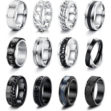 Edelstahl Herren Ringe Schwarz Silber Fidget Spinner Vintage