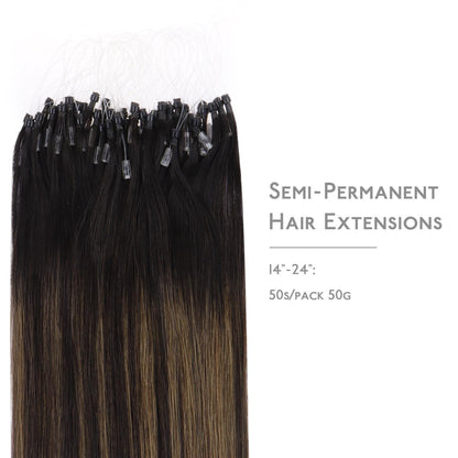 Remy Echthaar Microring Extensions Dunkelbraun-Chestnut