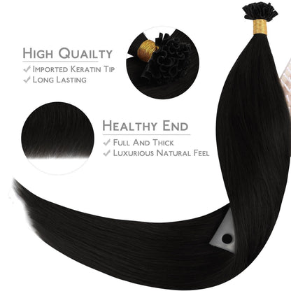 Echthaar Extensions U-Tip Tief Schwarz 50cm