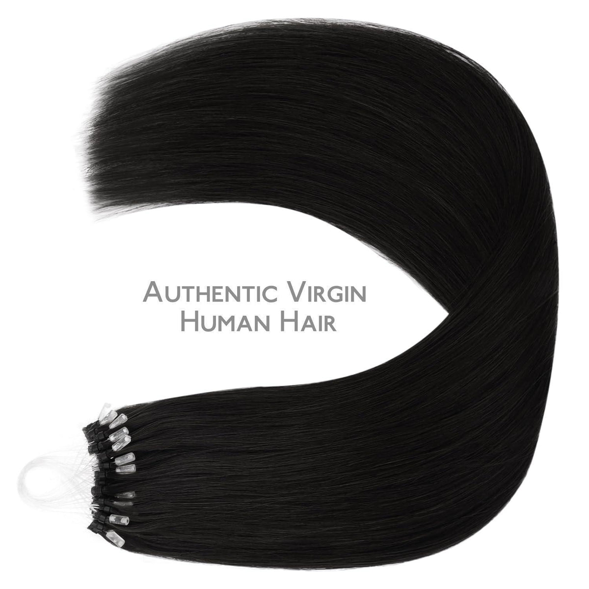 Echthaar Microring Extensions Schwarz 60cm
