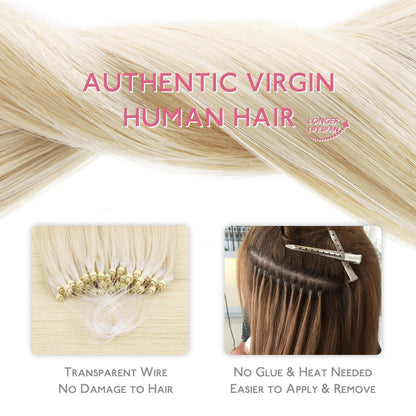 Remy Echthaar Microring Extensions Platinblond 45cm