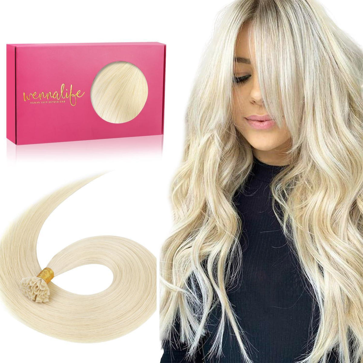 Echthaar Extensions U-Tip Platinblond 50cm