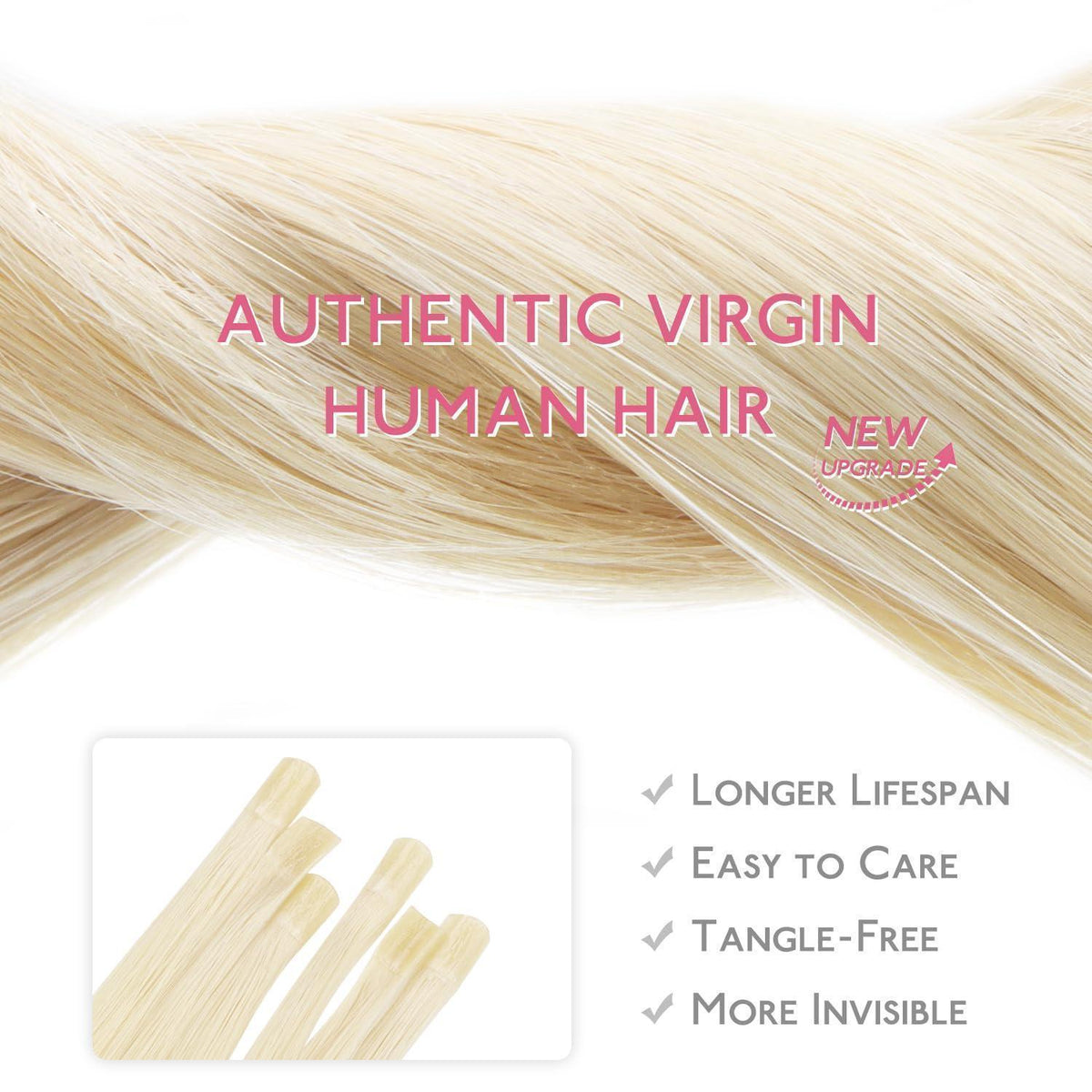 Echthaar Extensions U-Tip Platinblond 50cm