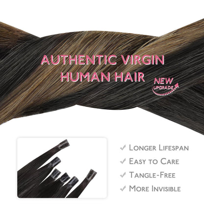 Echthaar Extensions U-Tip Balayage Dunkelbraun-Kastanienbraun