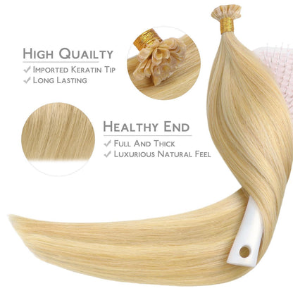 Echthaar Extensions Bonding Hellblond Highlights 50cm