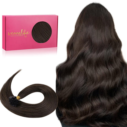 Echthaar Extensions U-Tip Schokoladenbraun 60cm