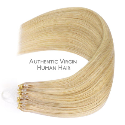 Echthaar Microring Extensions Hellblond Highlights 45cm