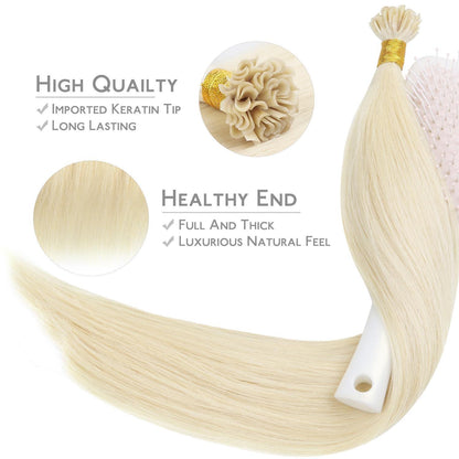 Echthaar Extensions U-Tip Platinblond 55cm 50g