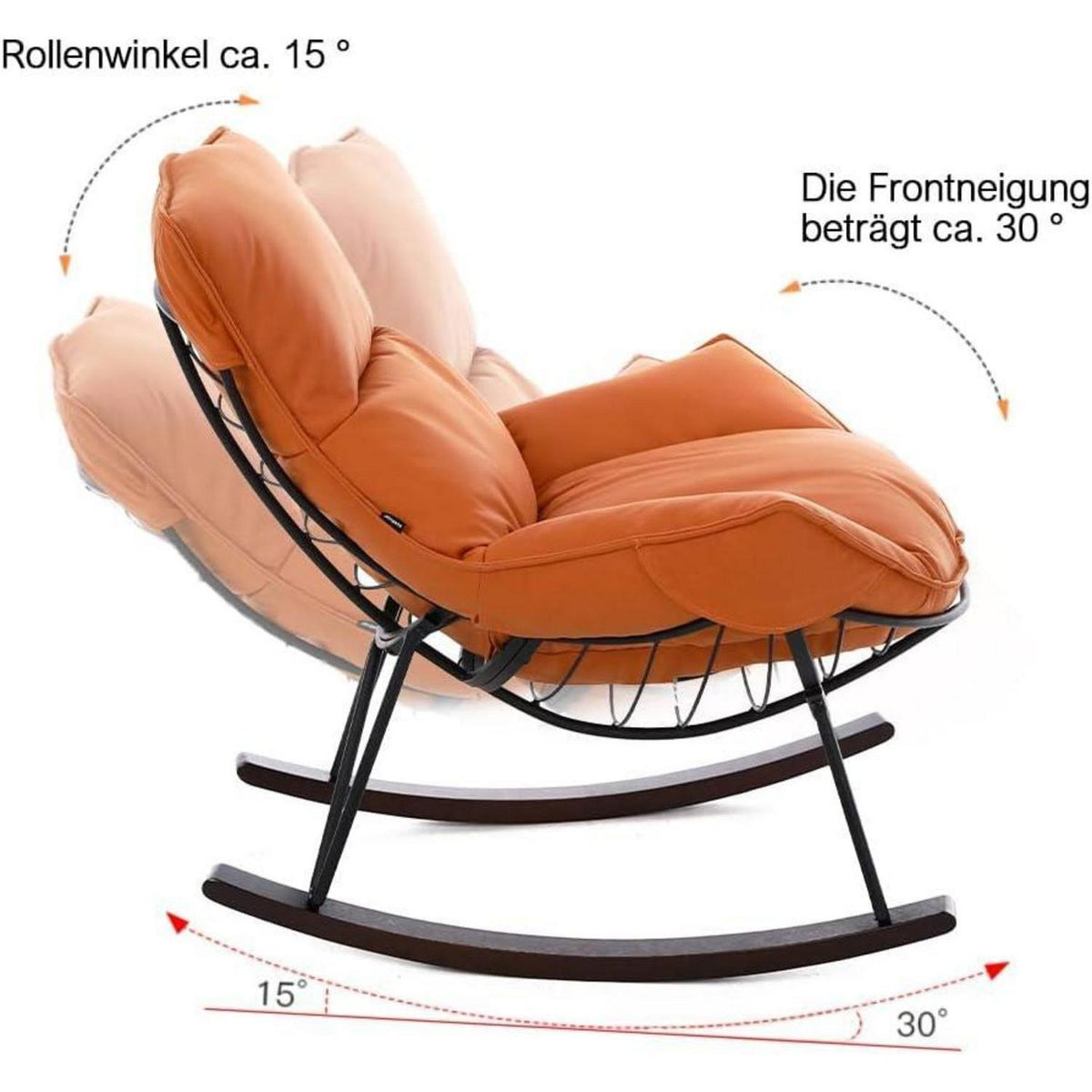 Moderner Schaukelsessel mit gepolstertem Sitz – Orange