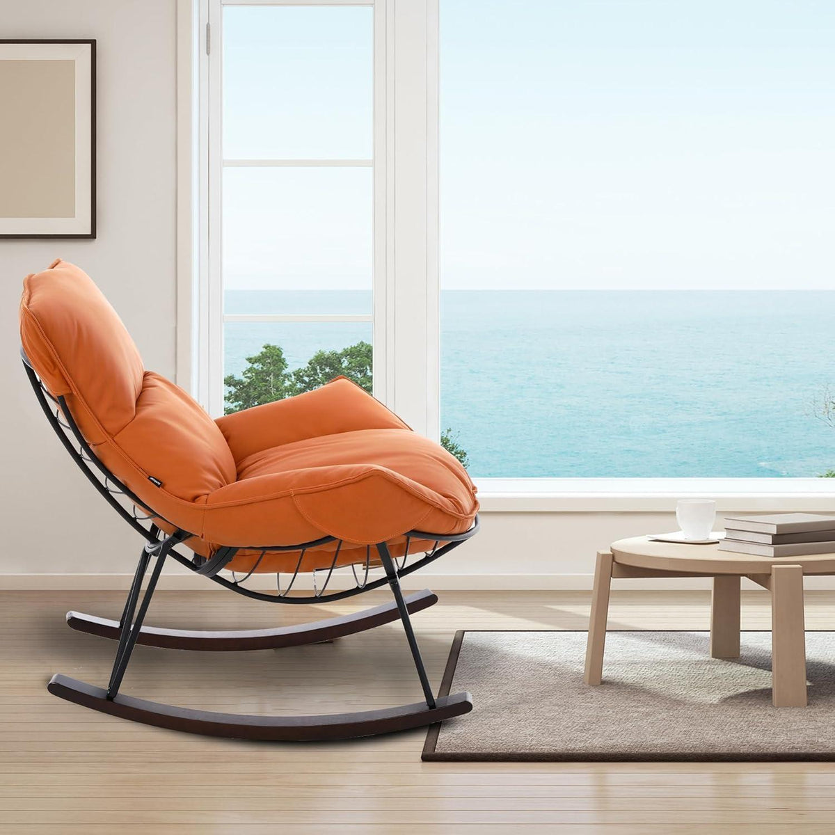 Moderner Schaukelsessel mit gepolstertem Sitz – Orange