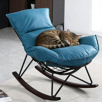 Moderner Schaukelsessel Blau – Bequemer Relaxsessel mit Metallgestell