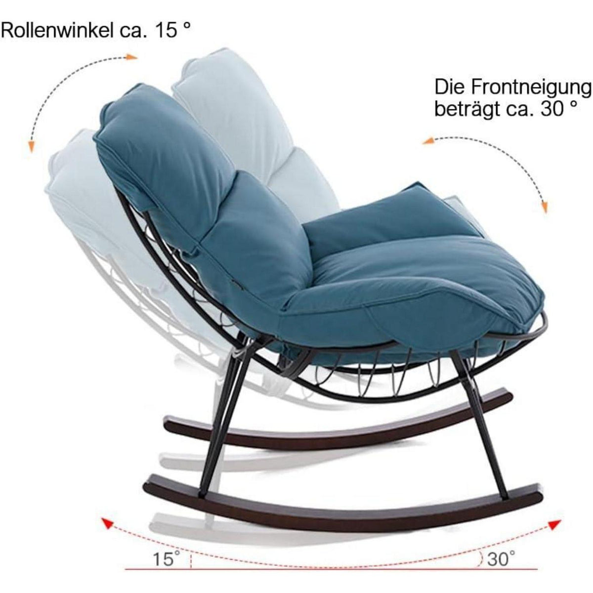 Moderner Schaukelsessel Blau – Bequemer Relaxsessel mit Metallgestell