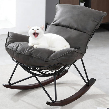 Moderner Schaukelsessel Grau – Bequemer Relaxsessel mit Metallgestell
