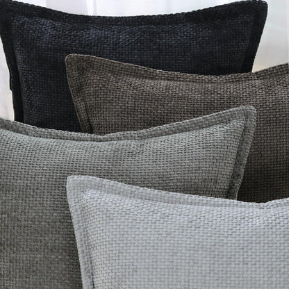 2x Kissenbezug Chenille Samt 50x50 cm Schwarz