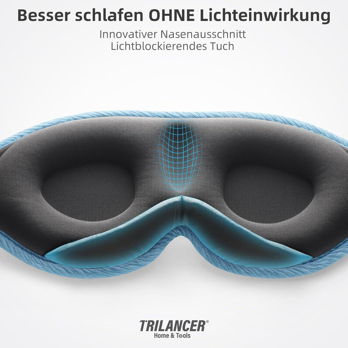 Schlafmaske 99,99% Lichtblockierend Blau