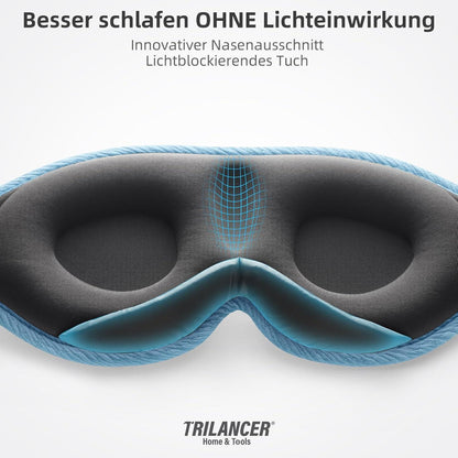 Schlafmaske 99,99% Lichtblockierend Blau