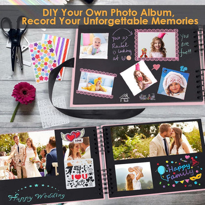 DIY Fotoalbum Rosa 30x21cm mit Zubehör