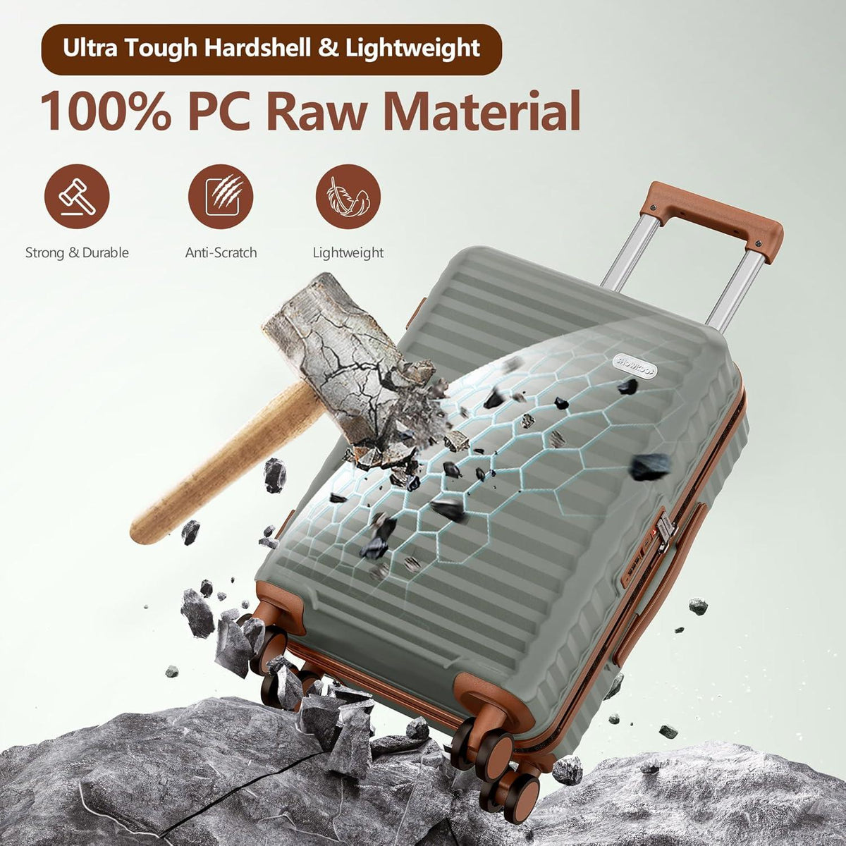 Hartschale Kofferset 3tlg 100% PC Leicht mit TSA & 360° Rollen