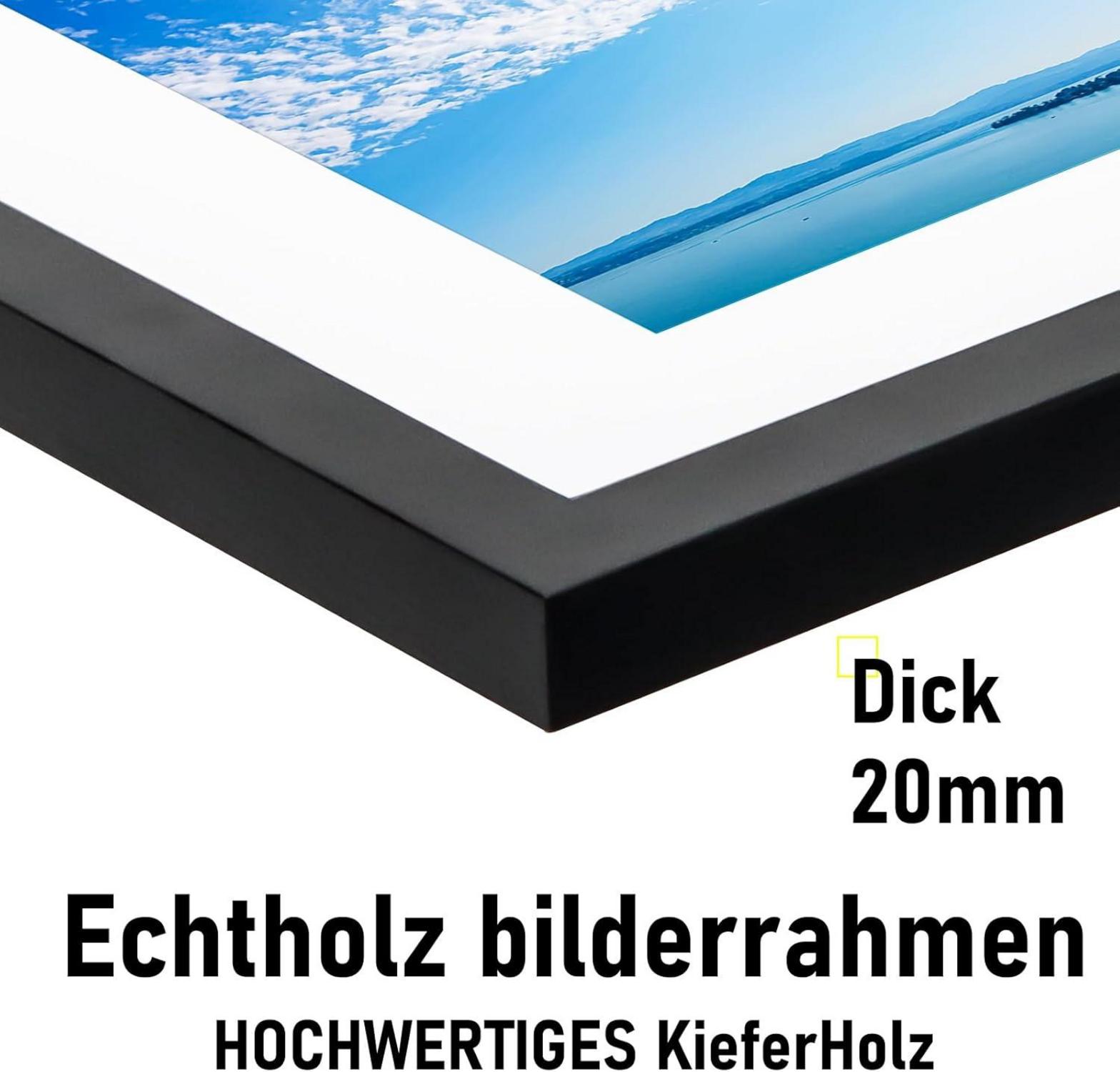 Bilderrahmen 40x60cm Schwarz Echtholz Passepartout Acrylglas