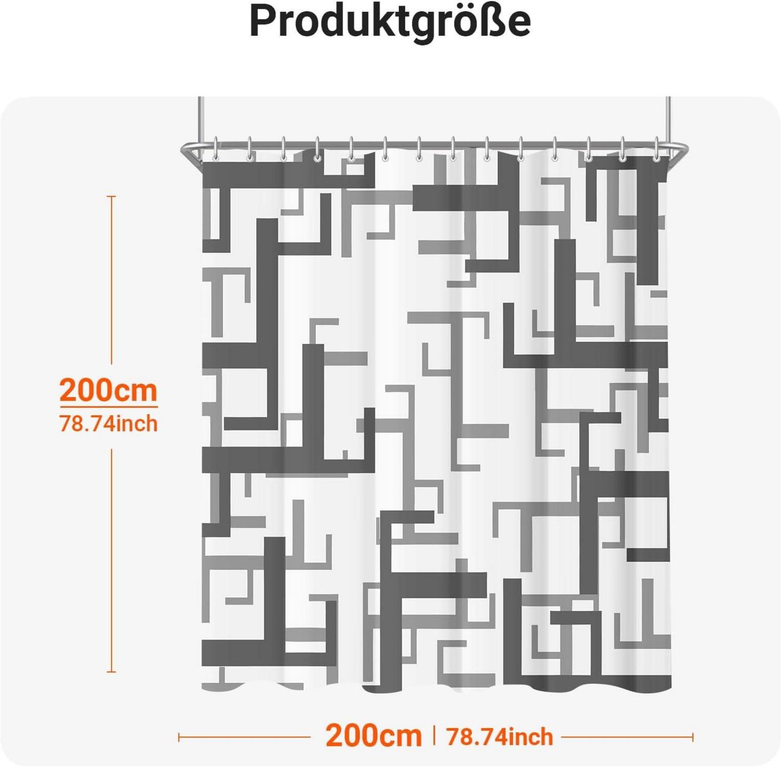 Duschvorhang 200x200cm Block Antischimmel Textil Wasserabweisend 12